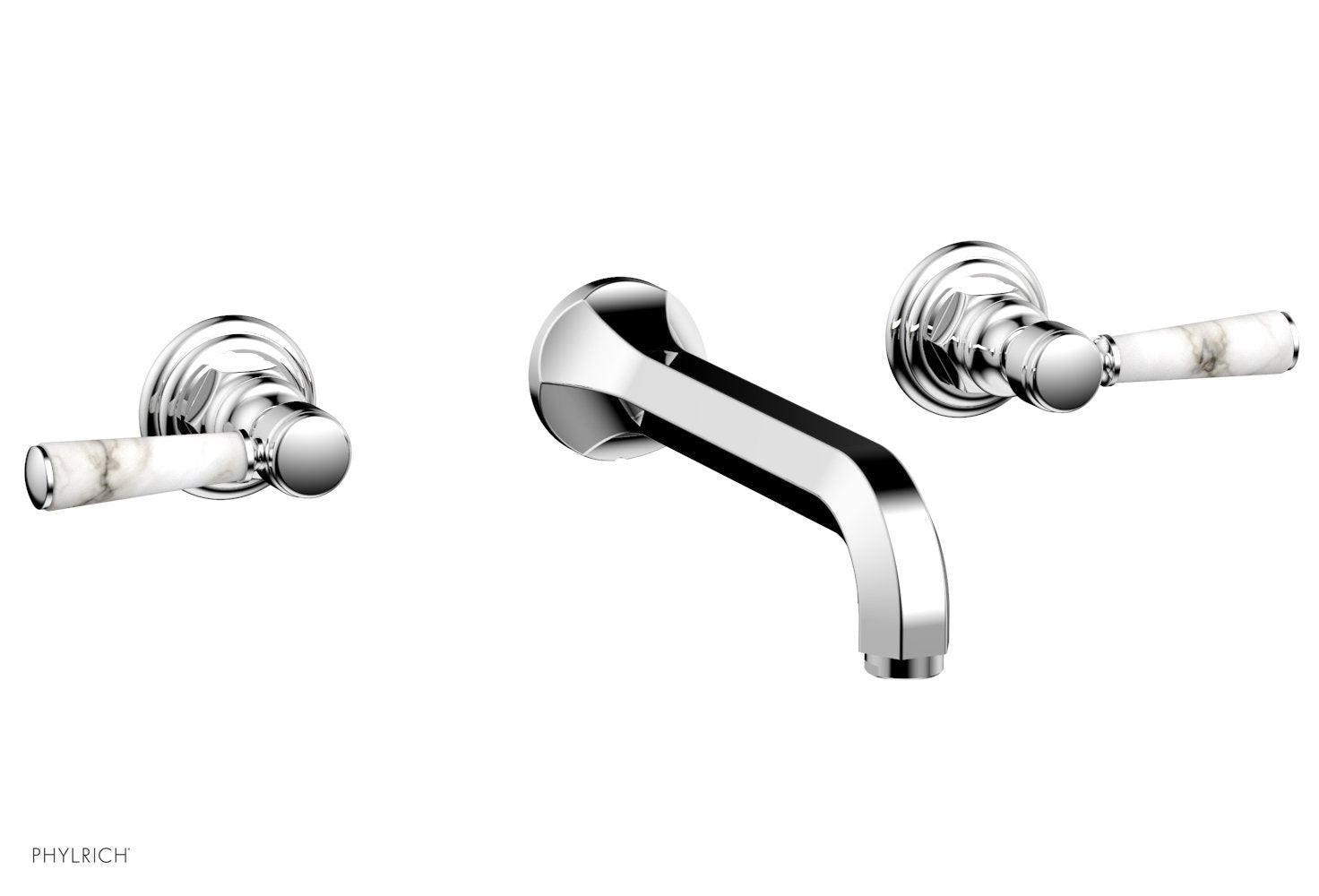 HEX TRADITIONAL Wall Tub Set - White Marble Lever Handles 500-58