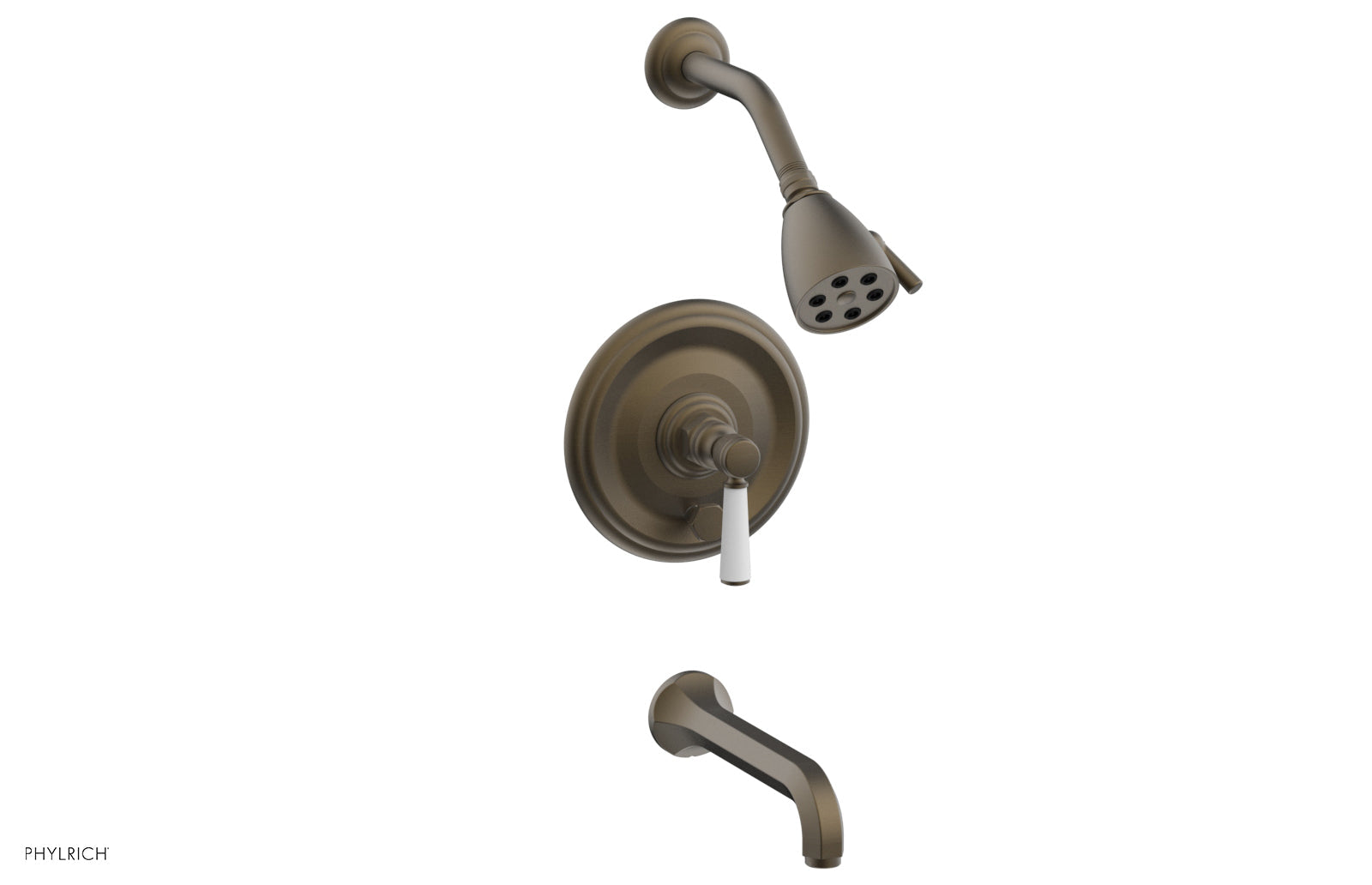 HEX TRADITIONAL Pressure Balance Tub and Shower Set - Satin White Lever Handle 500-27