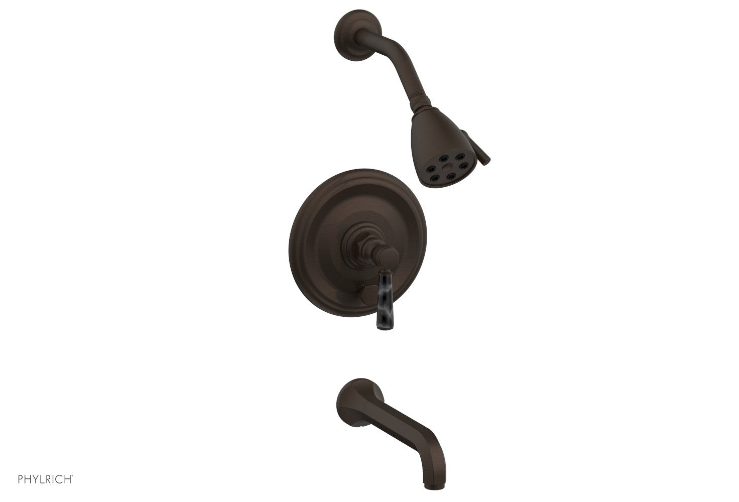 HEX TRADITIONAL Pressure Balance Tub and Shower Set - Black Marble Lever Handle 500-28