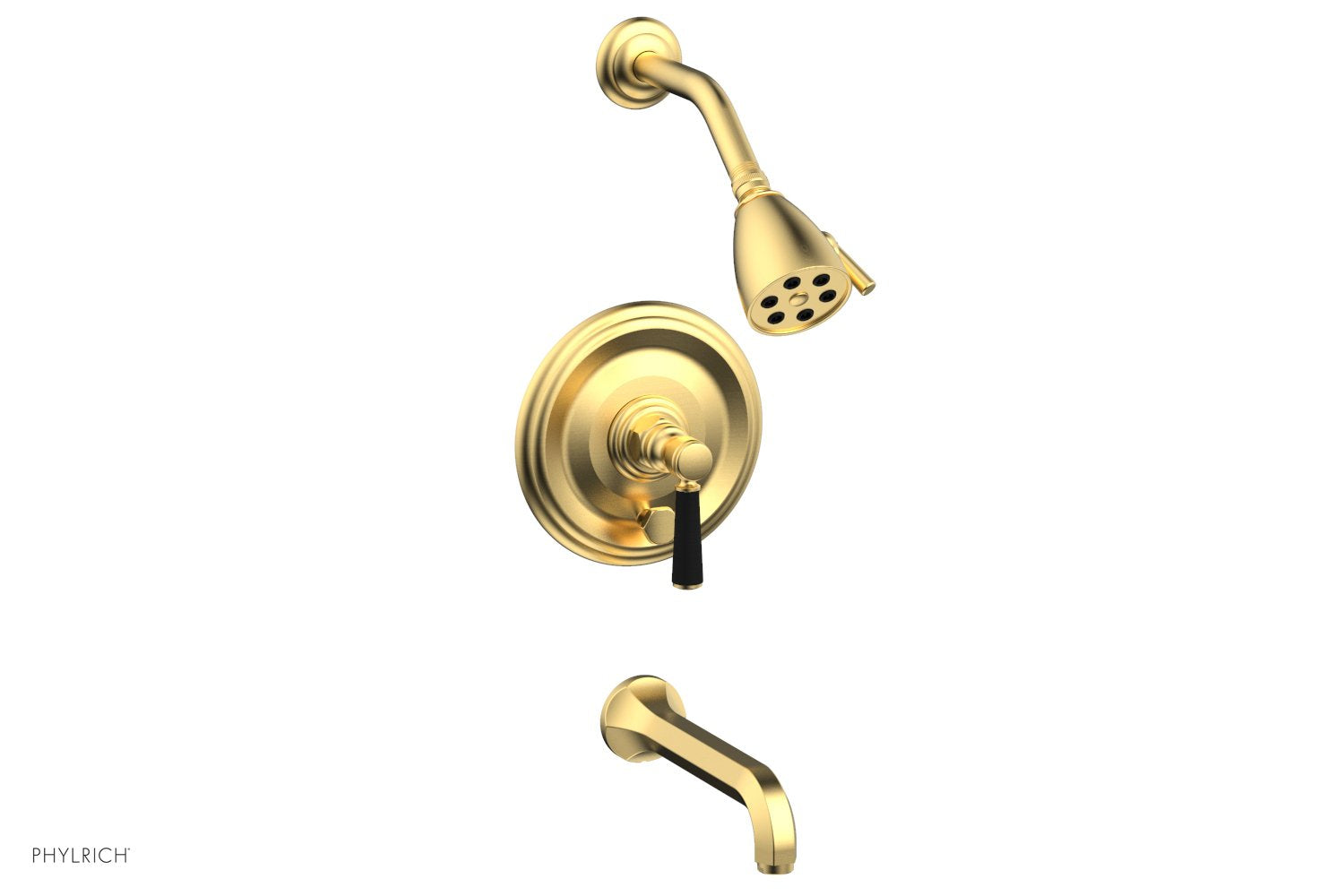 HEX TRADITIONAL Pressure Balance Tub and Shower Set - Satin Black Lever Handle 500-27