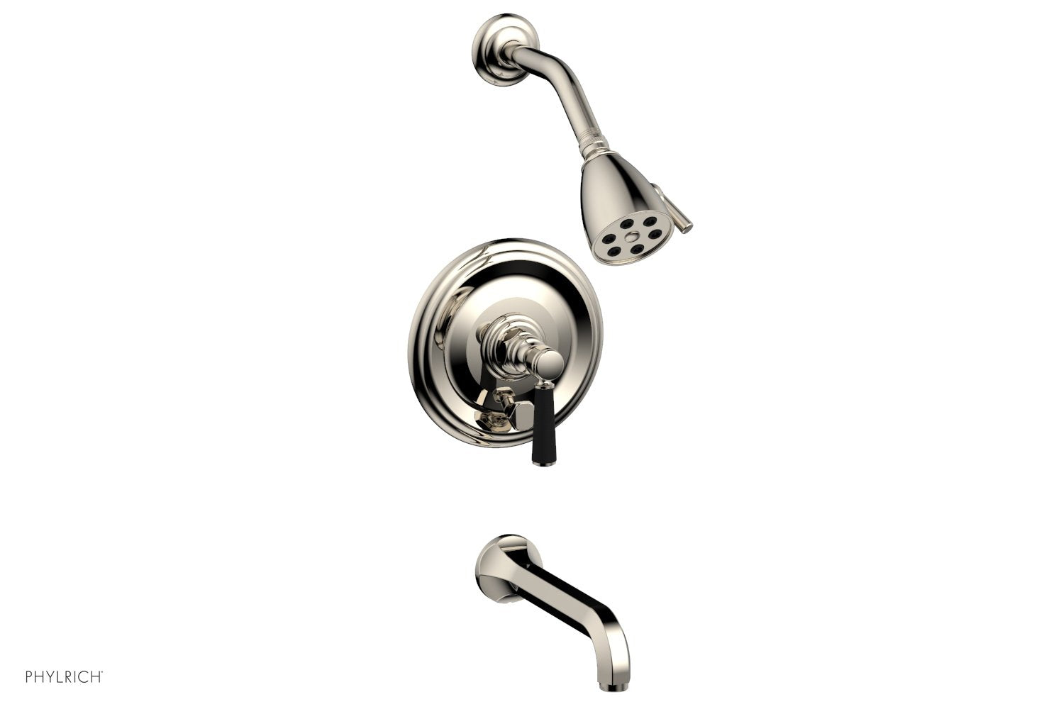 HEX TRADITIONAL Pressure Balance Tub and Shower Set - Satin Black Lever Handle 500-27