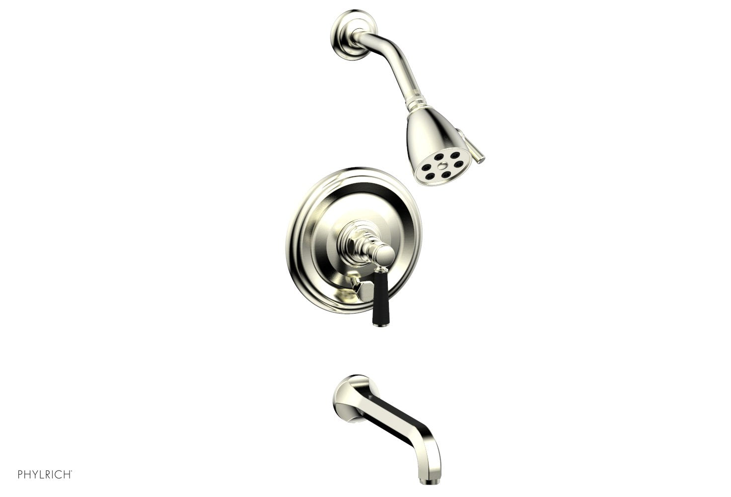 HEX TRADITIONAL Pressure Balance Tub and Shower Set - Satin Black Lever Handle 500-27