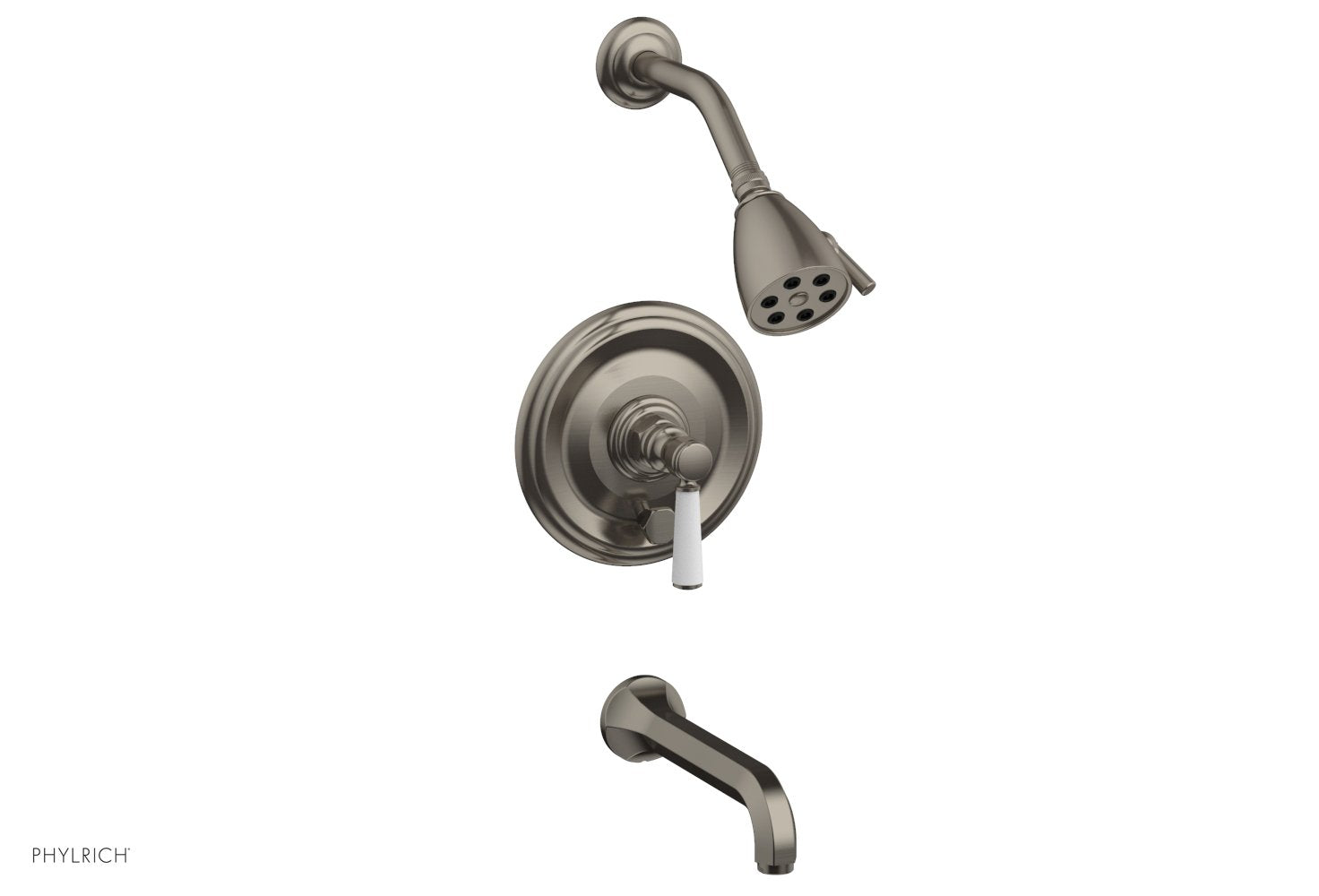 HEX TRADITIONAL Pressure Balance Tub and Shower Set - Satin White Lever Handle 500-27