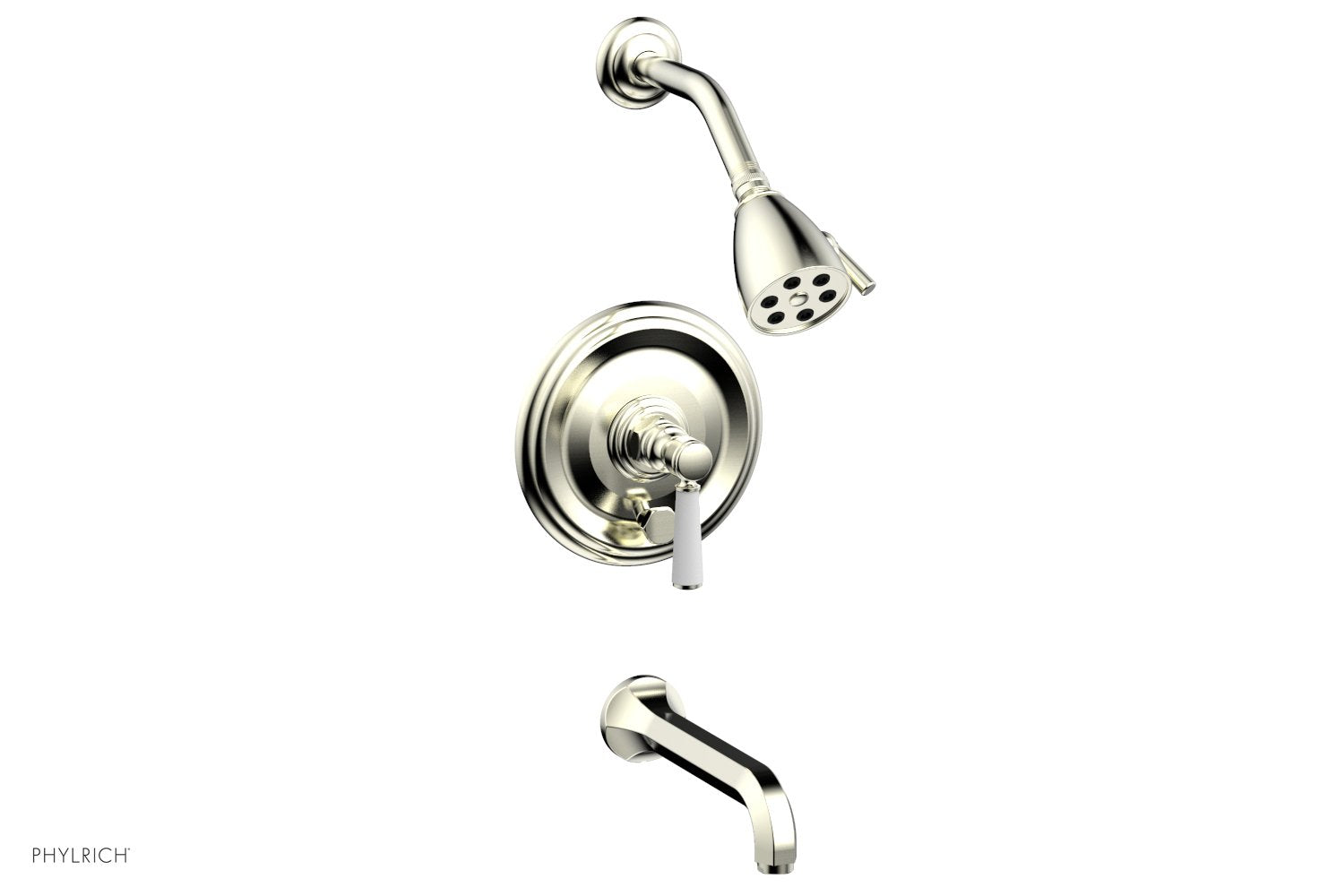 HEX TRADITIONAL Pressure Balance Tub and Shower Set - Satin White Lever Handle 500-27