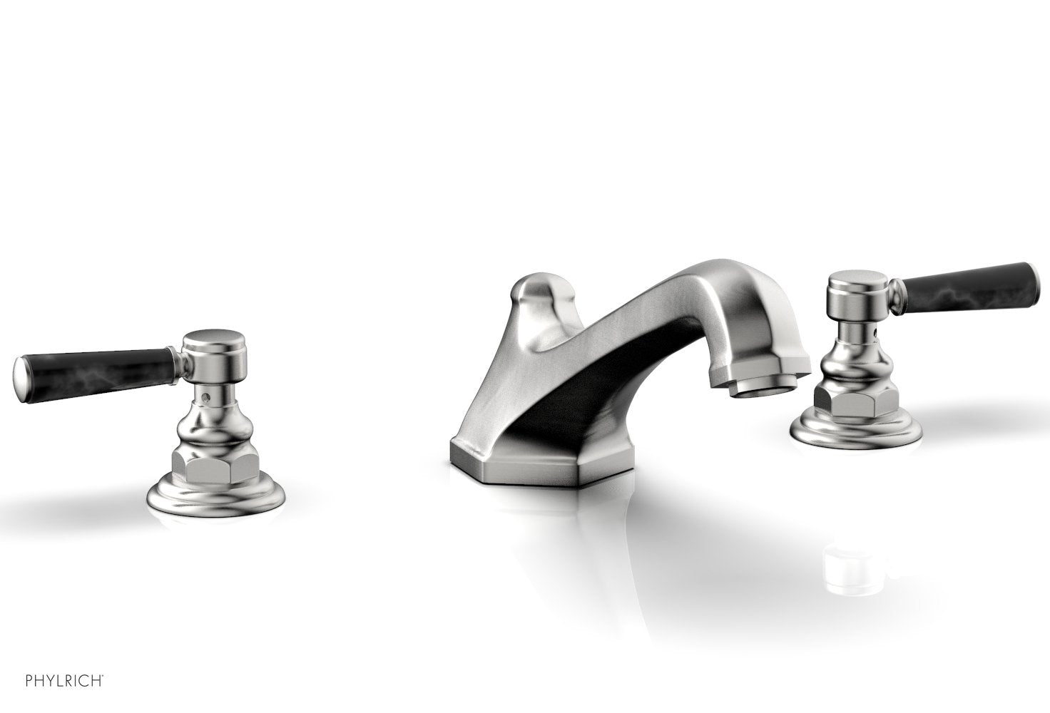 HEX TRADITIONAL Deck Tub Set - Black Marble Lever Handles 500-42