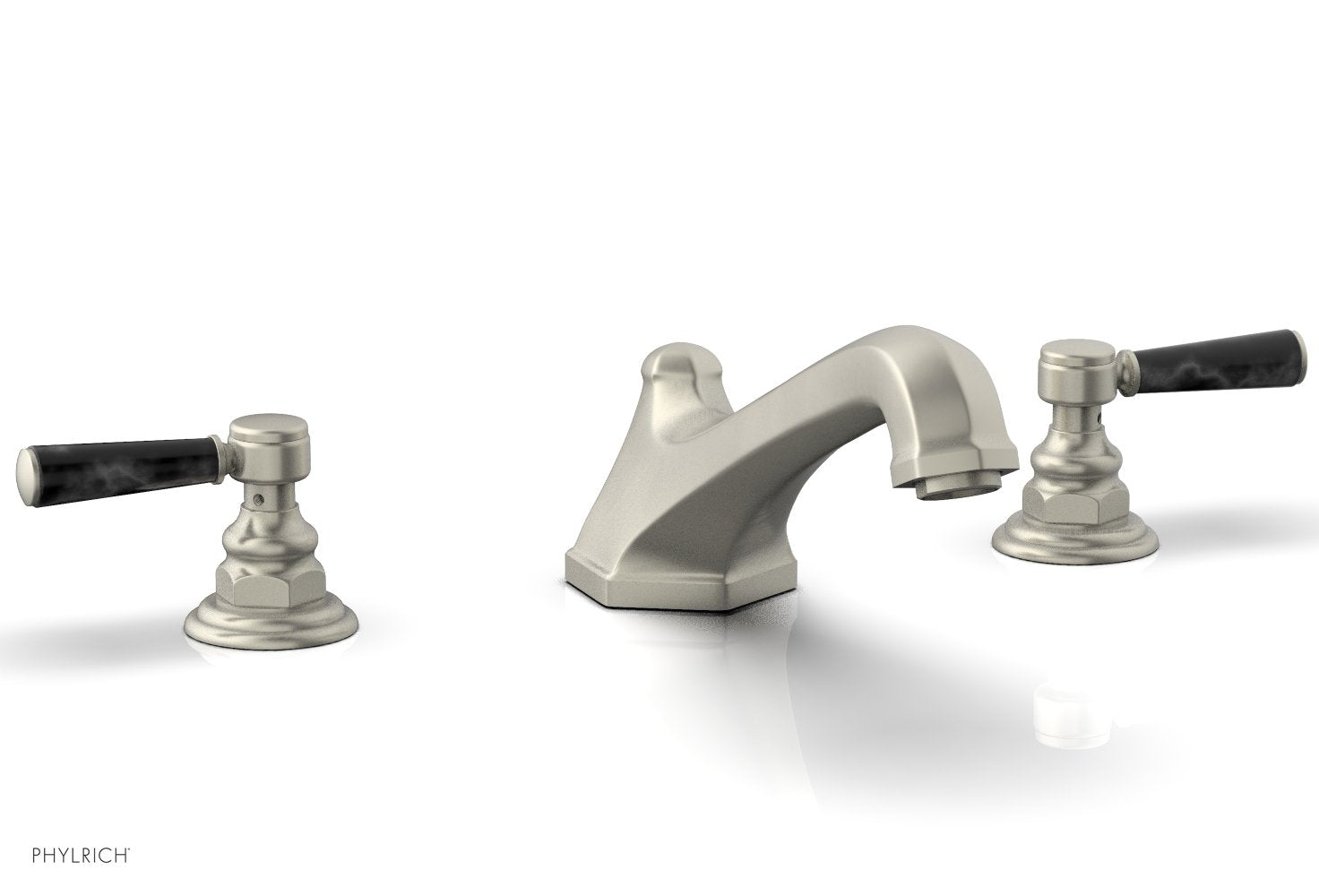 HEX TRADITIONAL Deck Tub Set - Black Marble Lever Handles 500-42