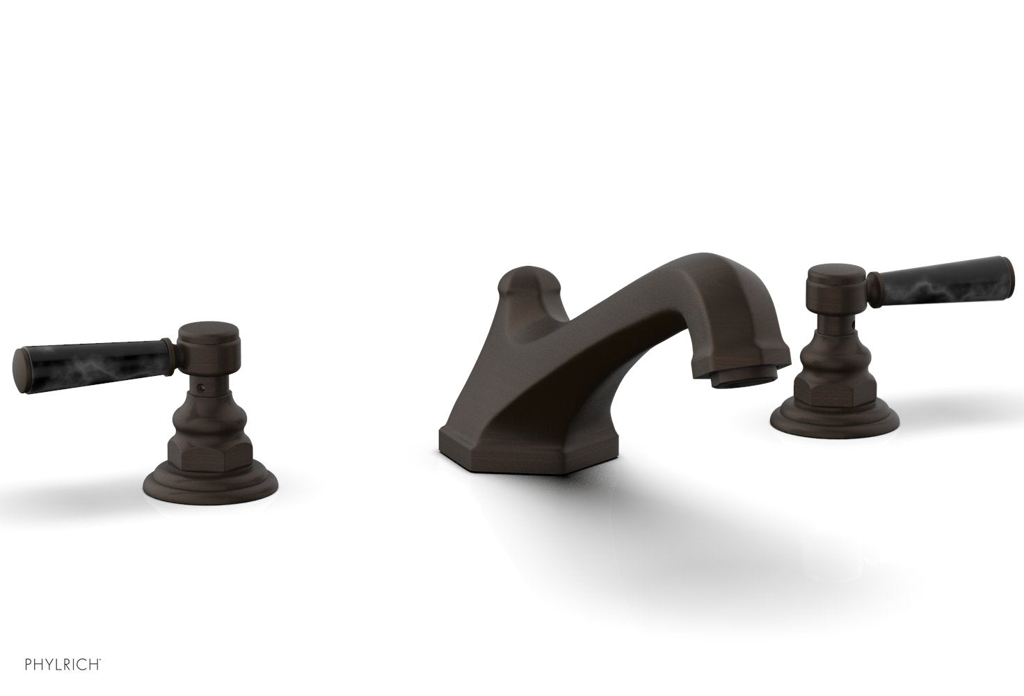 HEX TRADITIONAL Deck Tub Set - Black Marble Lever Handles 500-42