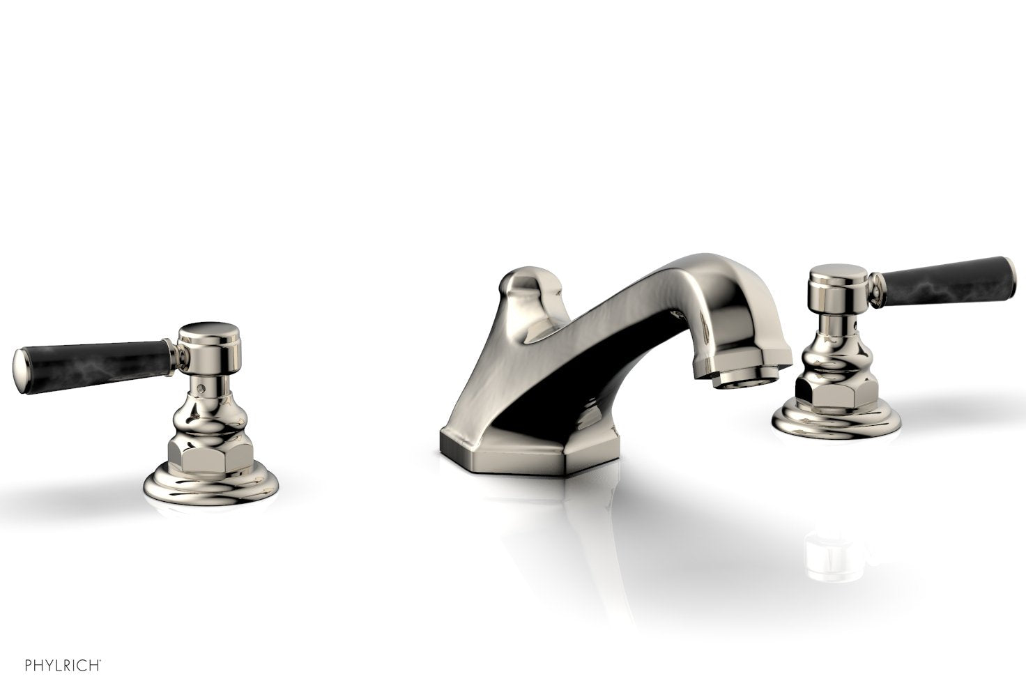 HEX TRADITIONAL Deck Tub Set - Black Marble Lever Handles 500-42