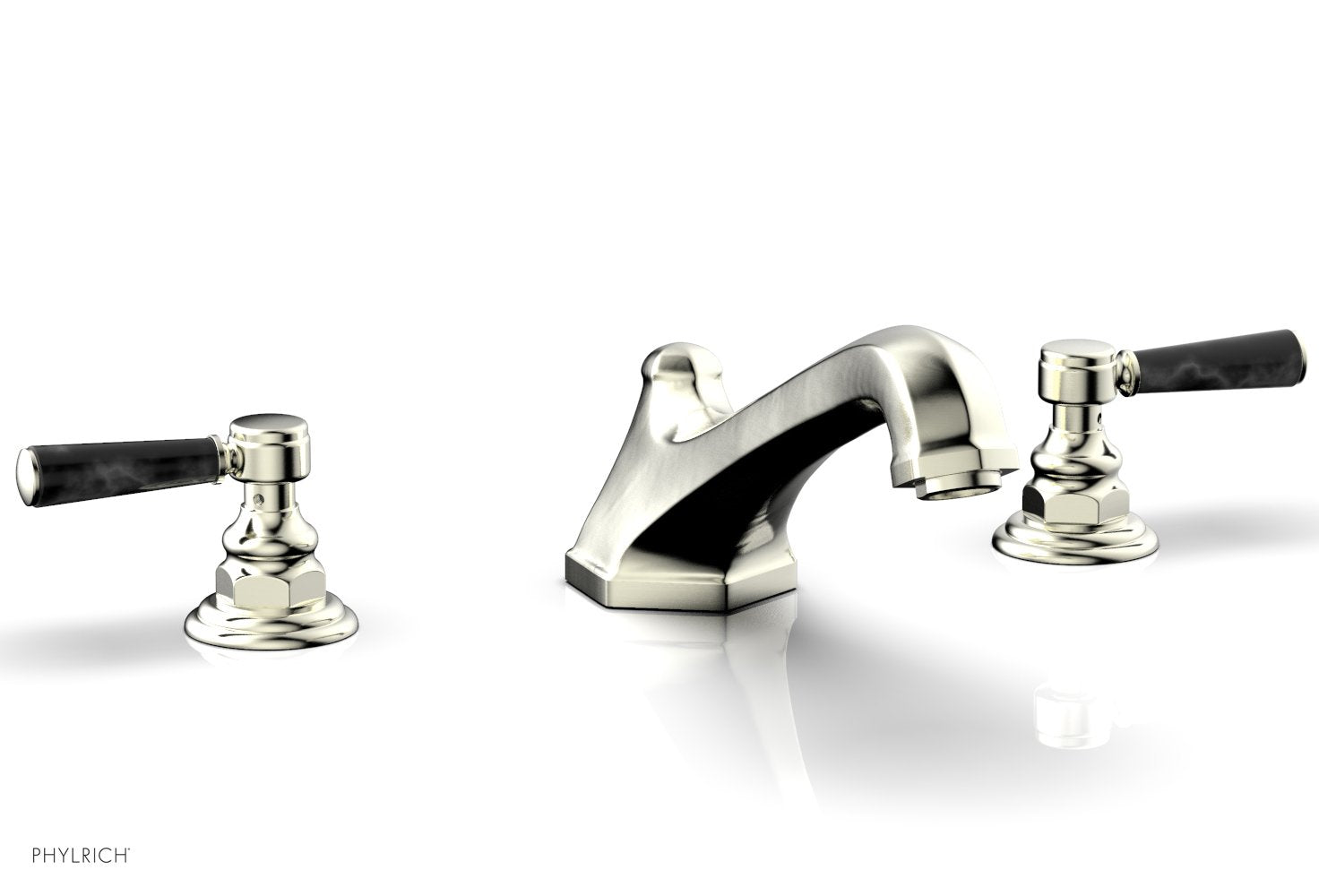 HEX TRADITIONAL Deck Tub Set - Black Marble Lever Handles 500-42