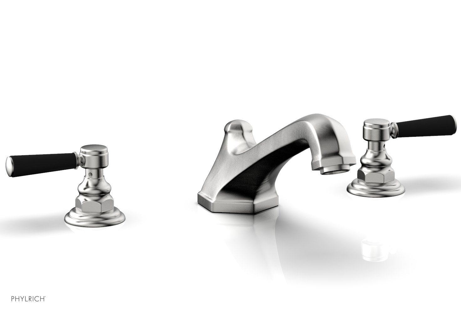 HEX TRADITIONAL Deck Tub Set - Satin Black Lever Handles 500-41