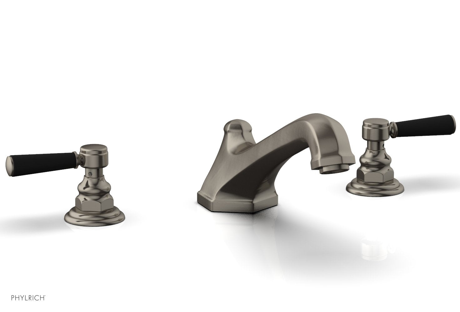 HEX TRADITIONAL Deck Tub Set - Satin Black Lever Handles 500-41