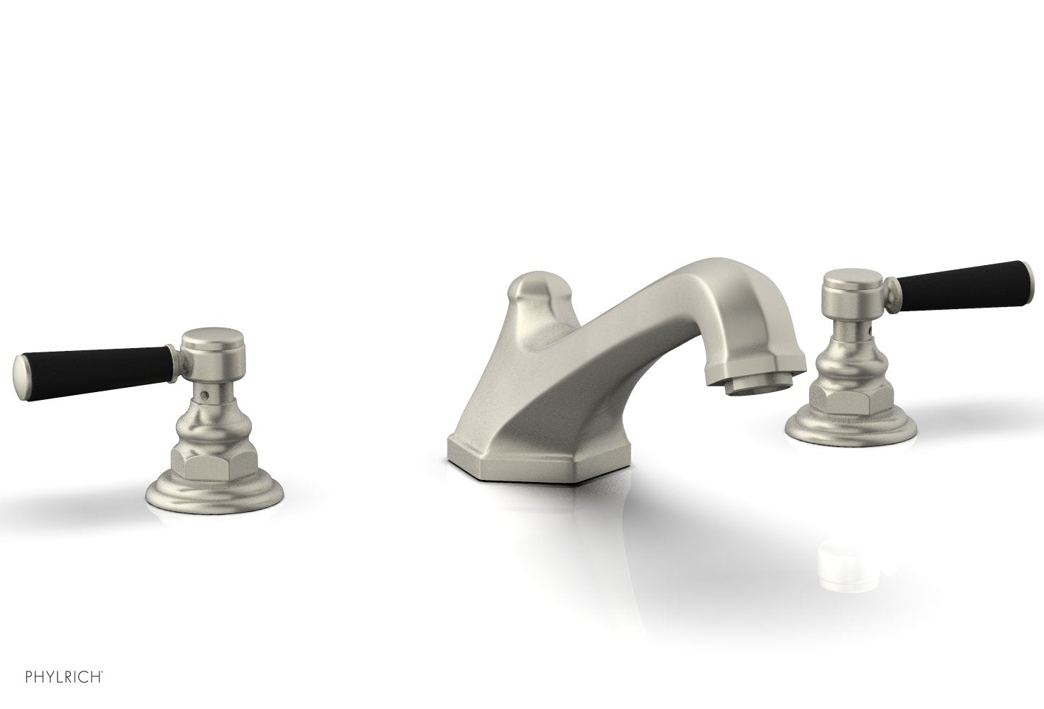 HEX TRADITIONAL Deck Tub Set - Satin Black Lever Handles 500-41