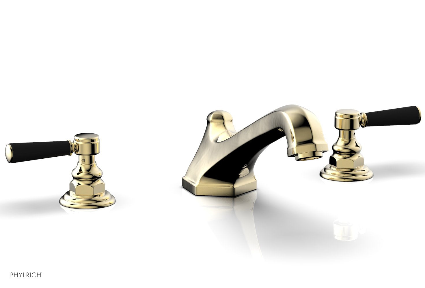 HEX TRADITIONAL Deck Tub Set - Satin Black Lever Handles 500-41