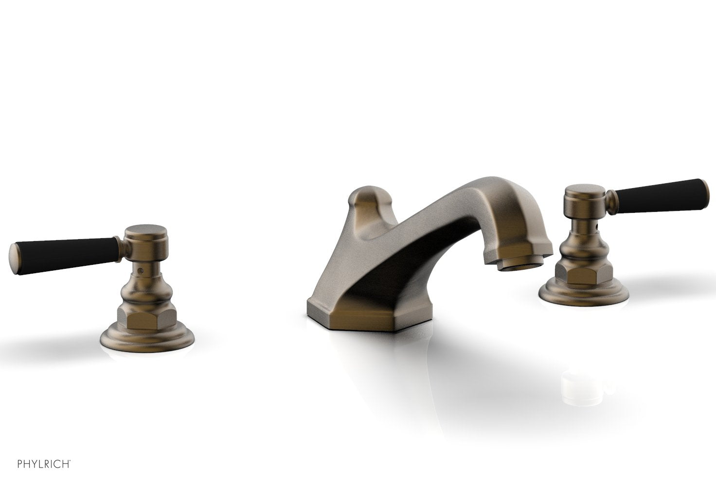 HEX TRADITIONAL Deck Tub Set - Satin Black Lever Handles 500-41