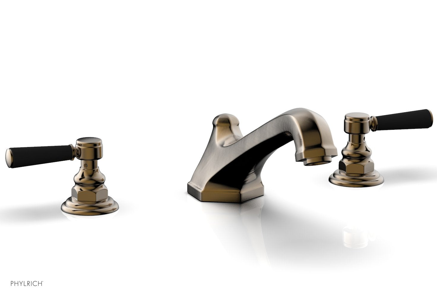 HEX TRADITIONAL Deck Tub Set - Satin Black Lever Handles 500-41