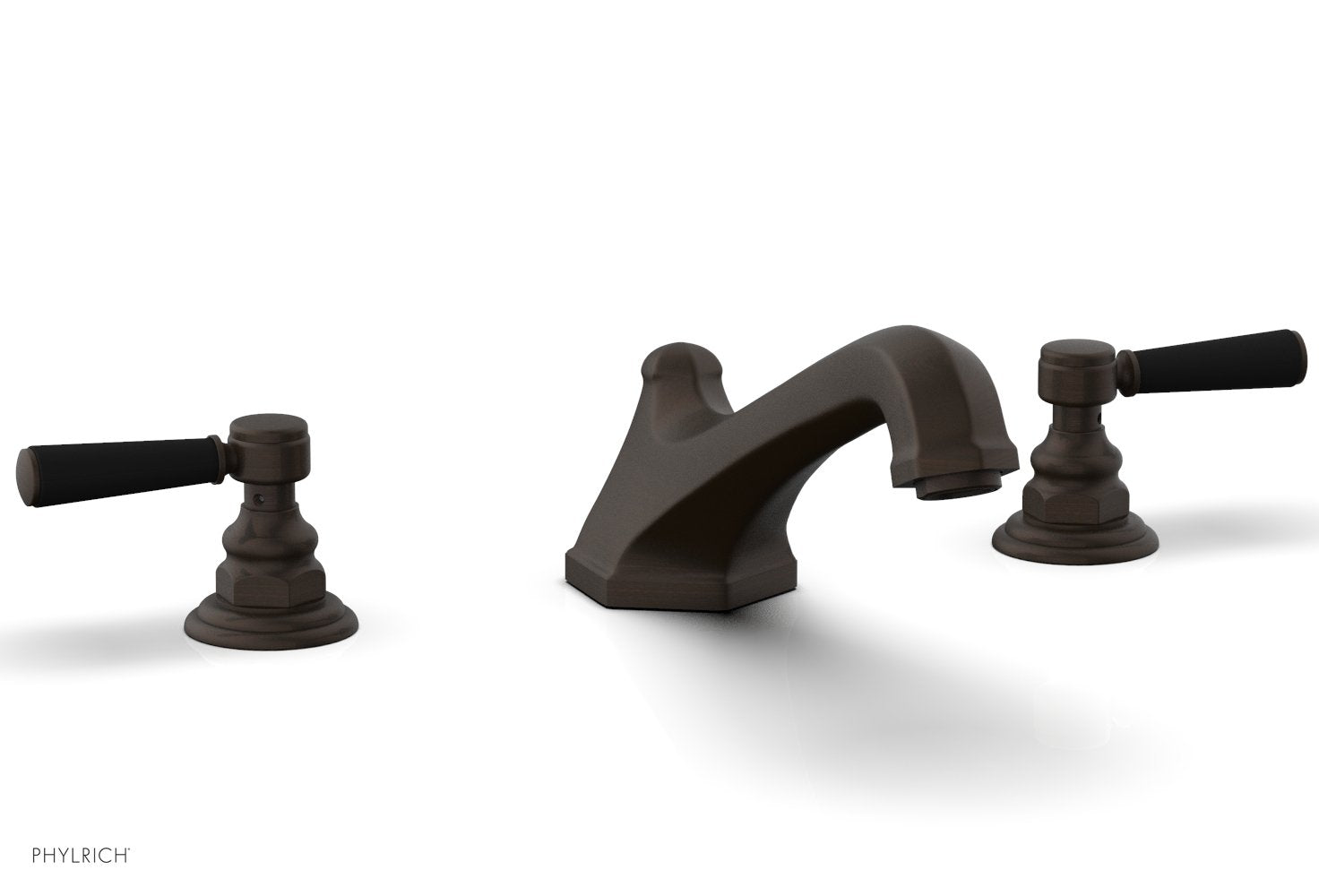 HEX TRADITIONAL Deck Tub Set - Satin Black Lever Handles 500-41