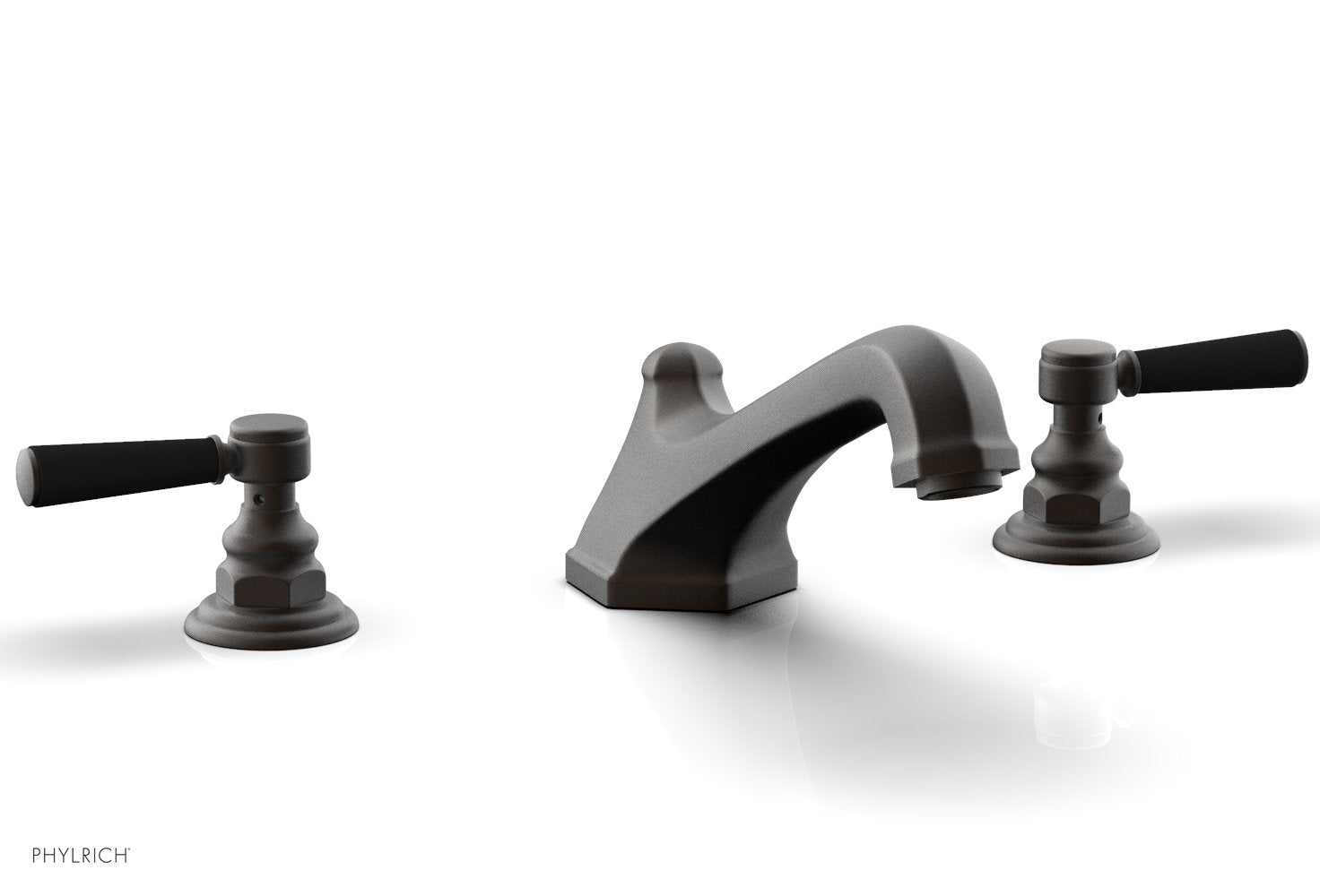 HEX TRADITIONAL Deck Tub Set - Satin Black Lever Handles 500-41