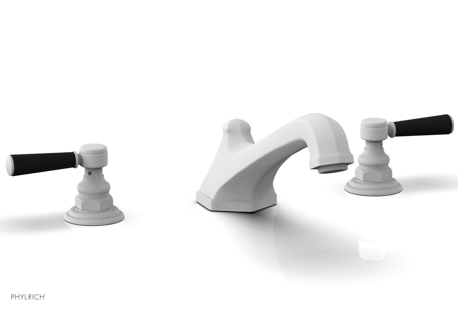 HEX TRADITIONAL Deck Tub Set - Satin Black Lever Handles 500-41