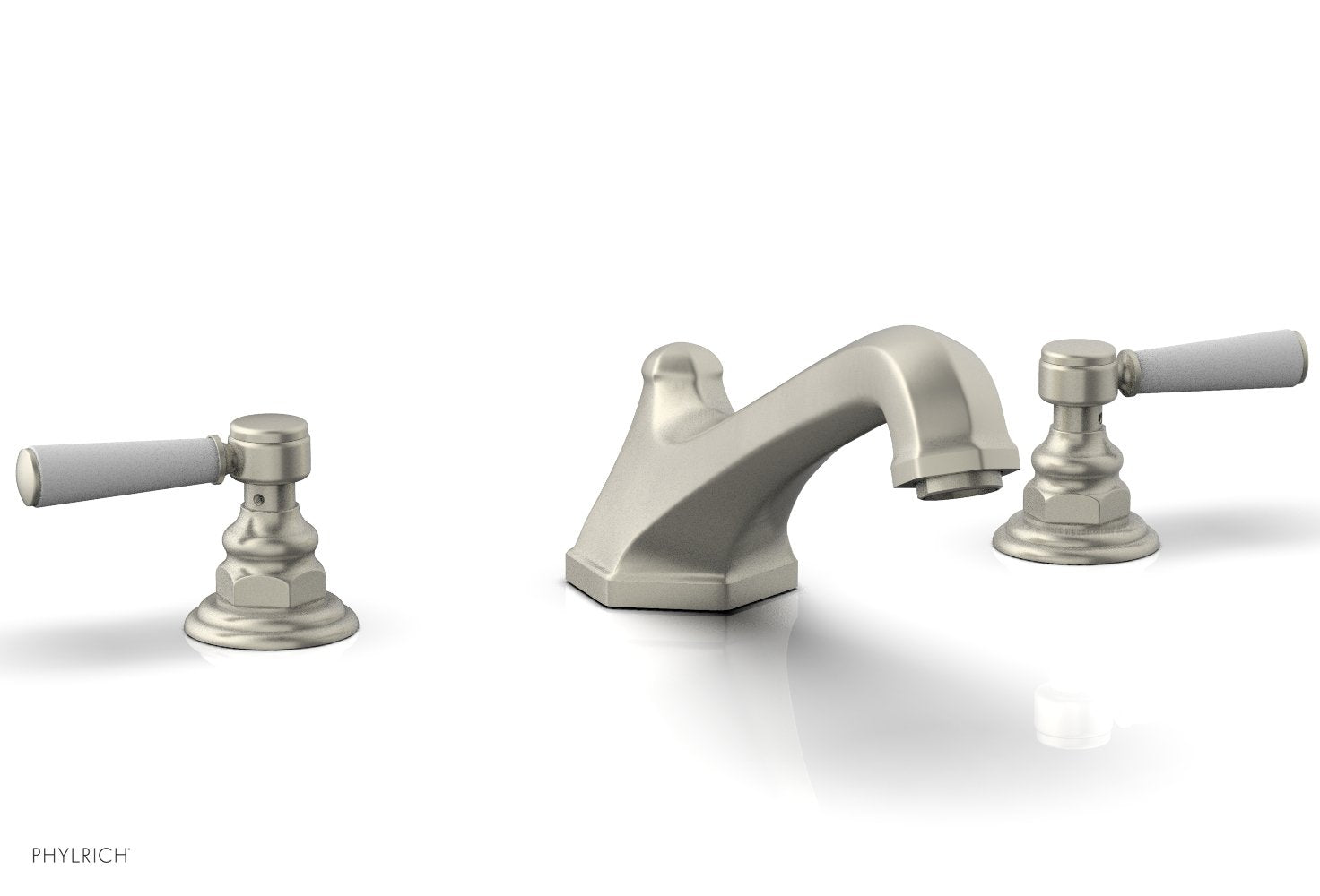 HEX TRADITIONAL Deck Tub Set - Satin White Lever Handles 500-41