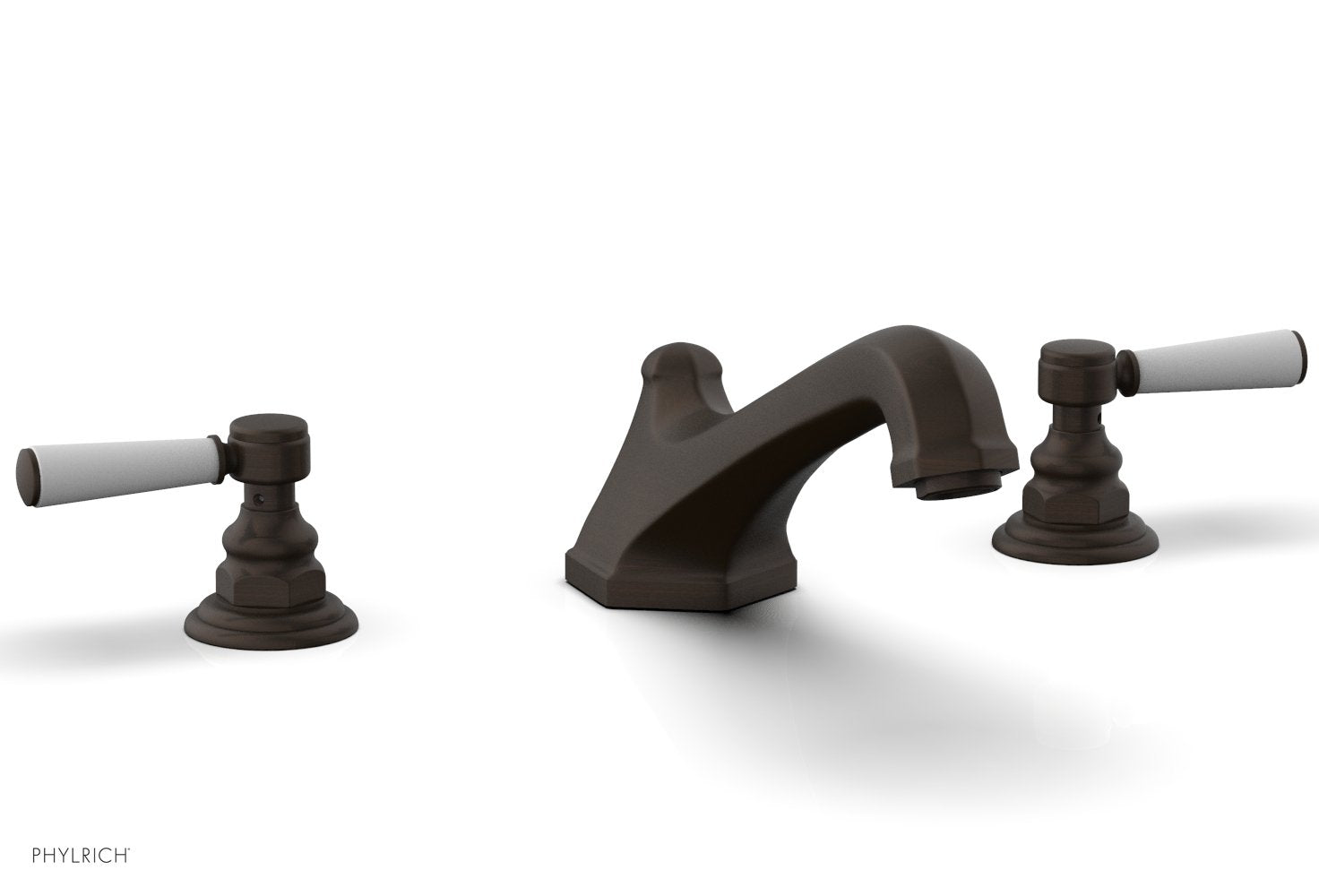 HEX TRADITIONAL Deck Tub Set - Satin White Lever Handles 500-41