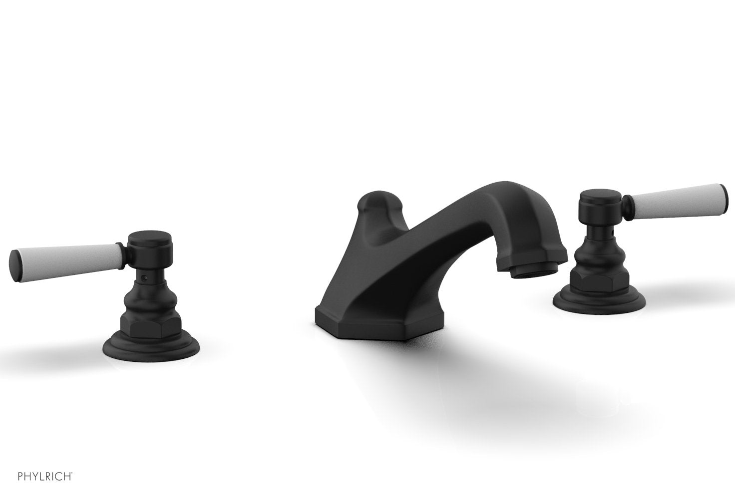 HEX TRADITIONAL Deck Tub Set - Satin White Lever Handles 500-41