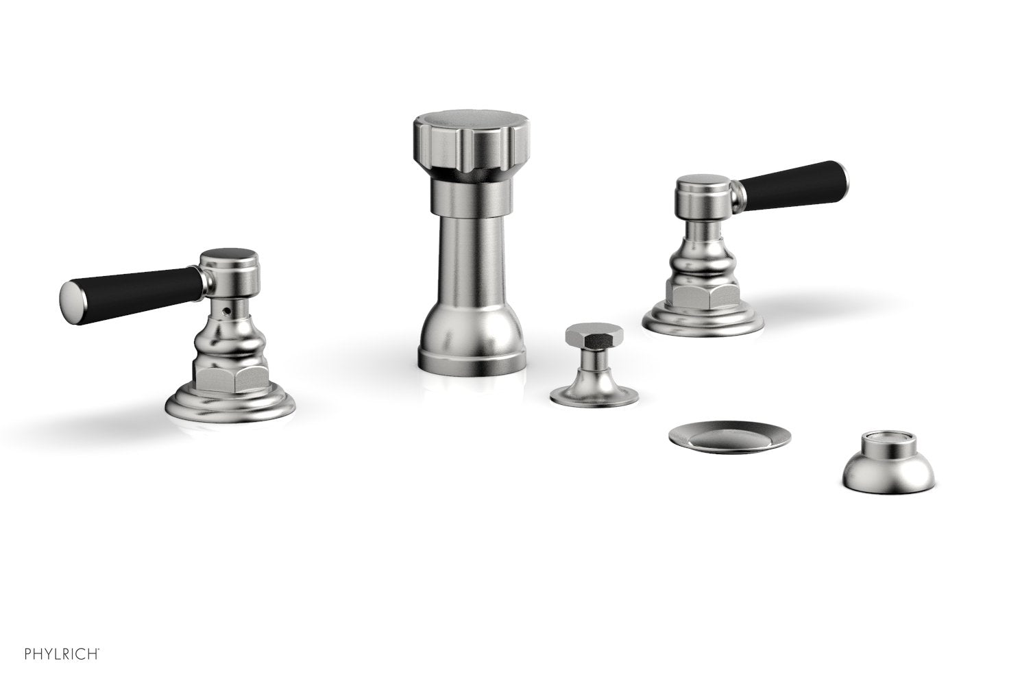 HEX TRADITIONAL Four Hole Bidet Set - Satin Black Lever Handles 500-61