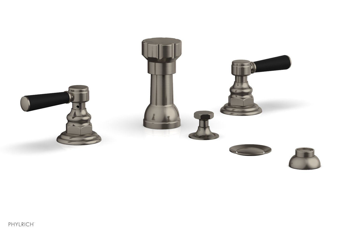 HEX TRADITIONAL Four Hole Bidet Set - Satin Black Lever Handles 500-61