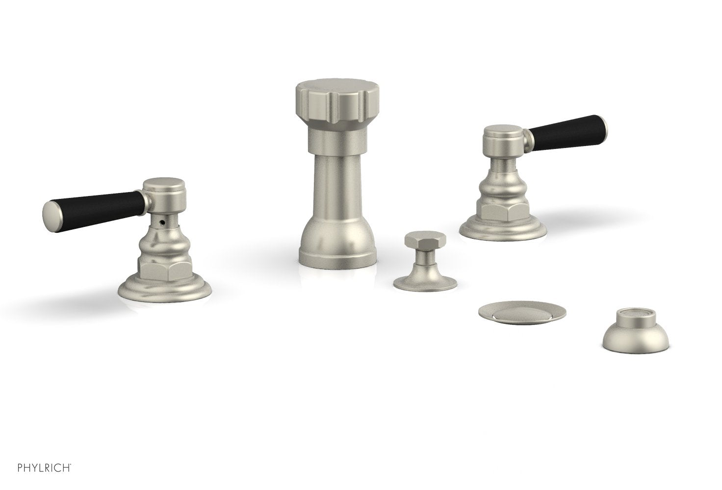 HEX TRADITIONAL Four Hole Bidet Set - Satin Black Lever Handles 500-61