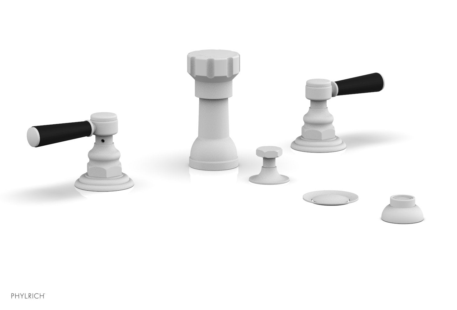 HEX TRADITIONAL Four Hole Bidet Set - Satin Black Lever Handles 500-61