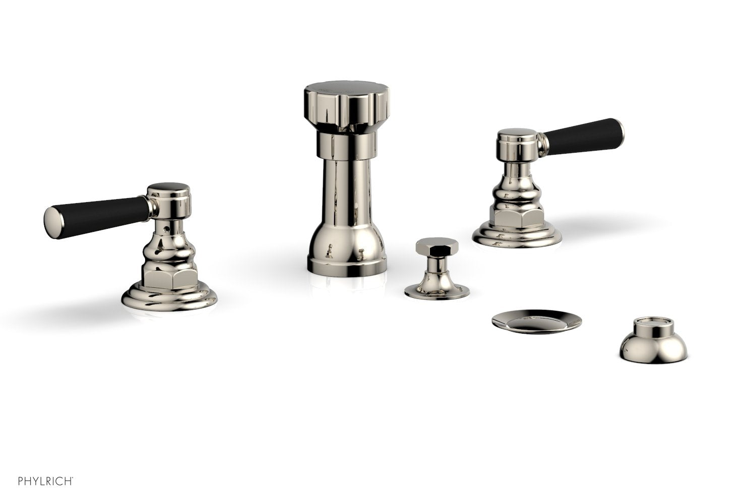 HEX TRADITIONAL Four Hole Bidet Set - Satin Black Lever Handles 500-61