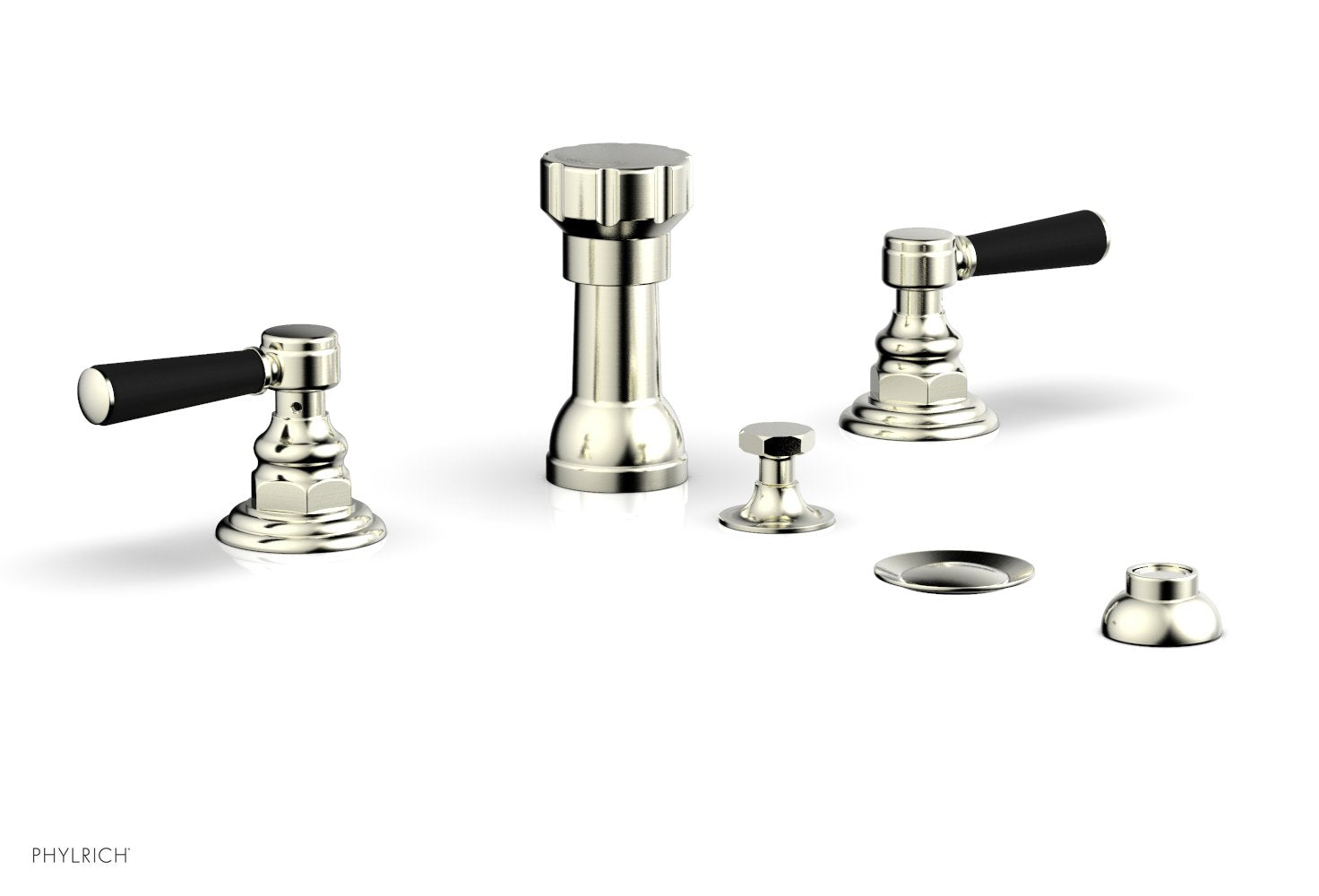 HEX TRADITIONAL Four Hole Bidet Set - Satin Black Lever Handles 500-61