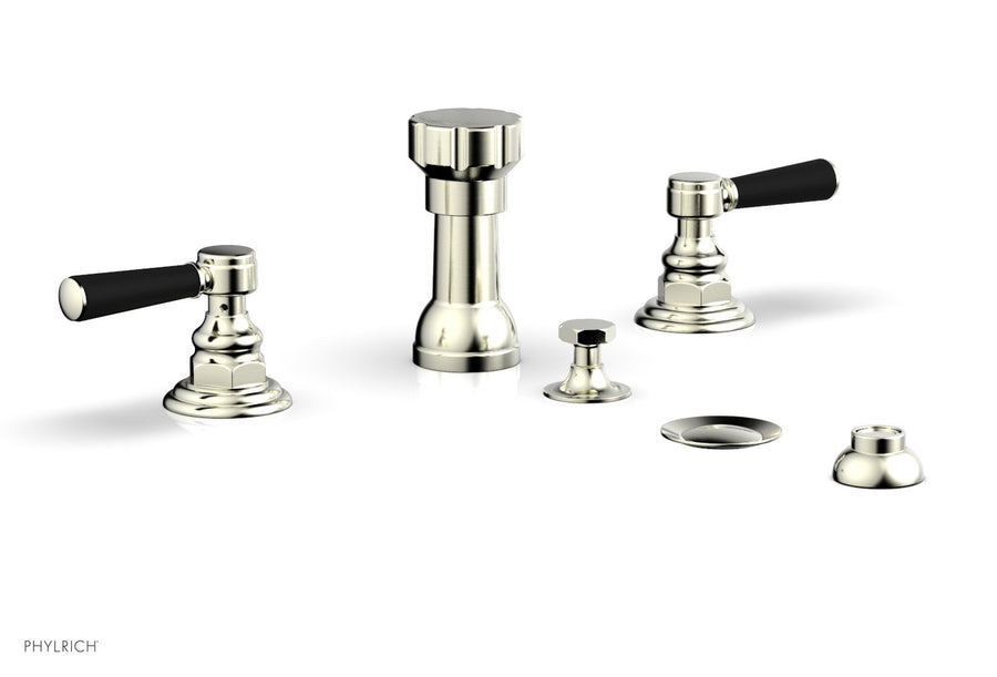 HEX TRADITIONAL Four Hole Bidet Set - Satin Black Lever Handles 500-61