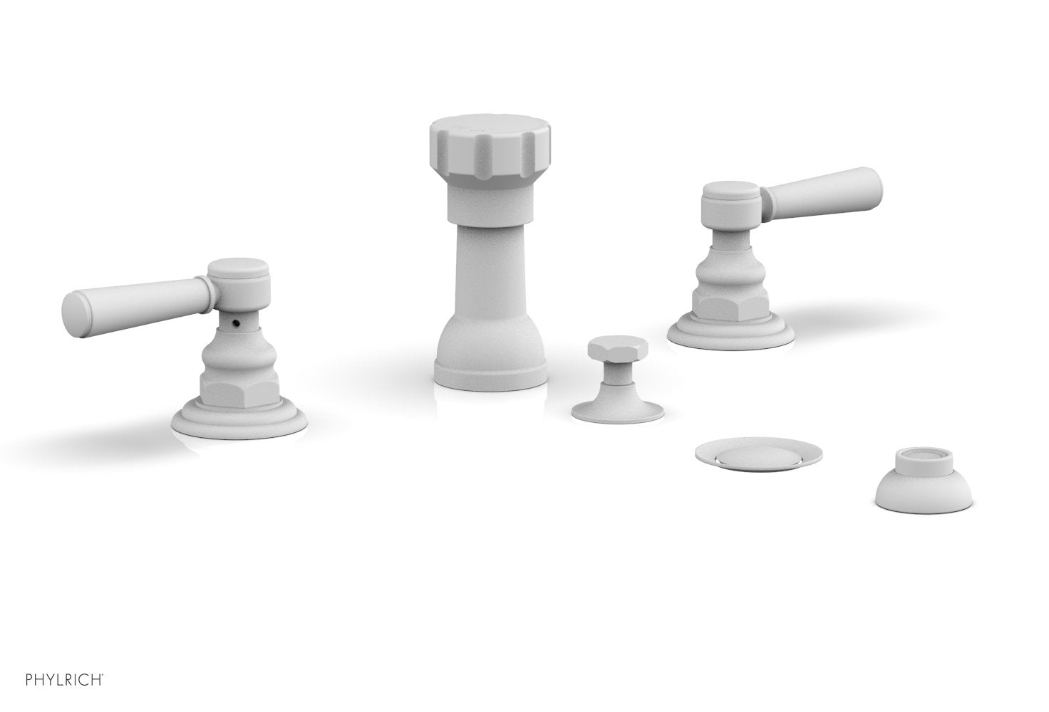 HEX TRADITIONAL Four Hole Bidet Set - Satin White Lever Handles 500-61