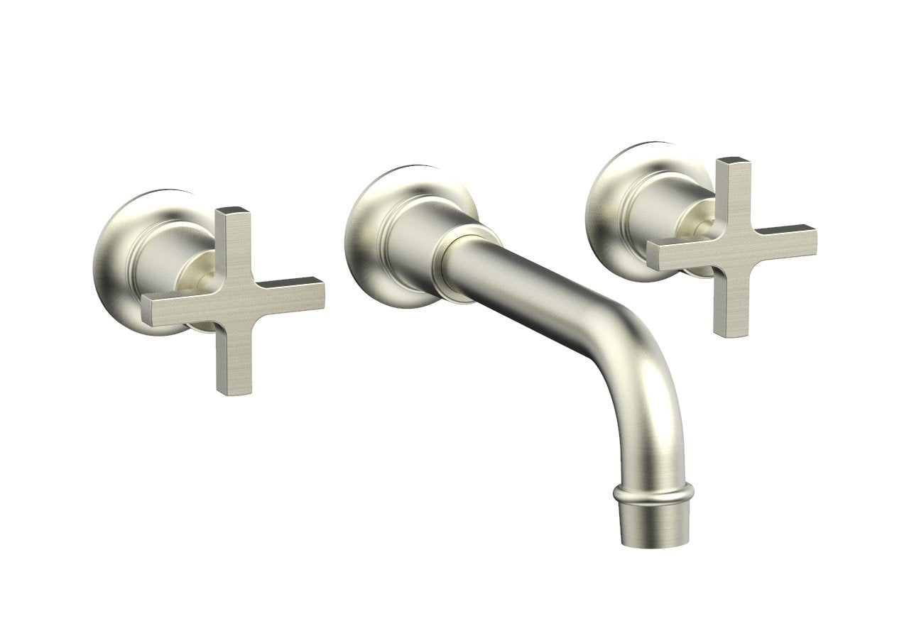 HEX MODERN Wall Lavatory Set 8 1/4" Spout - Cross Handles 501-13