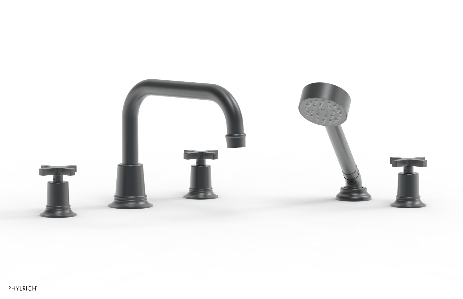 HEX MODERN Deck Tub Set with Hand Shower - Cross Handles 501-52