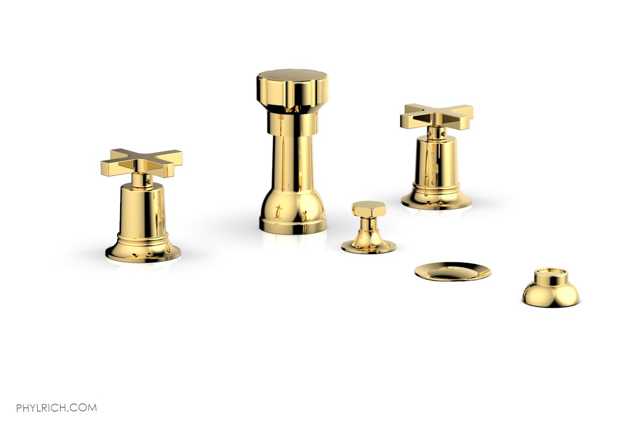 HEX MODERN Four Hole Bidet Set - Cross Handles 501-60
