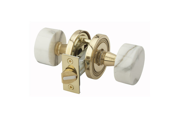 The Milford Passage Set in top Polished Brass with New York Door Knobs