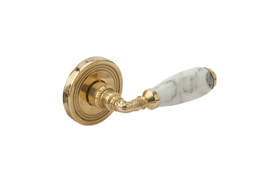 WHITE MARBLE Door Lever & Rose 5150