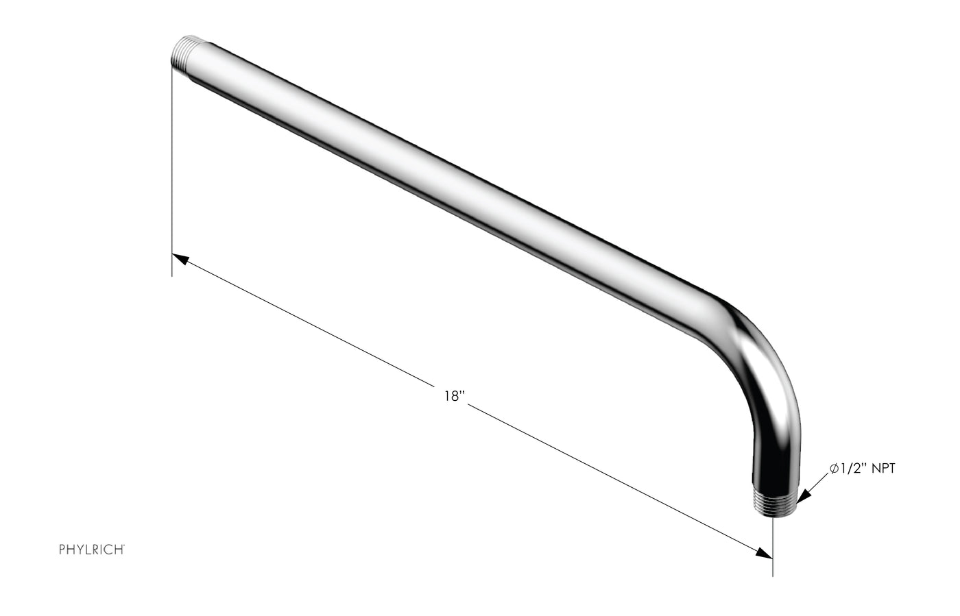 90° Angle 18" Shower Arm 11265