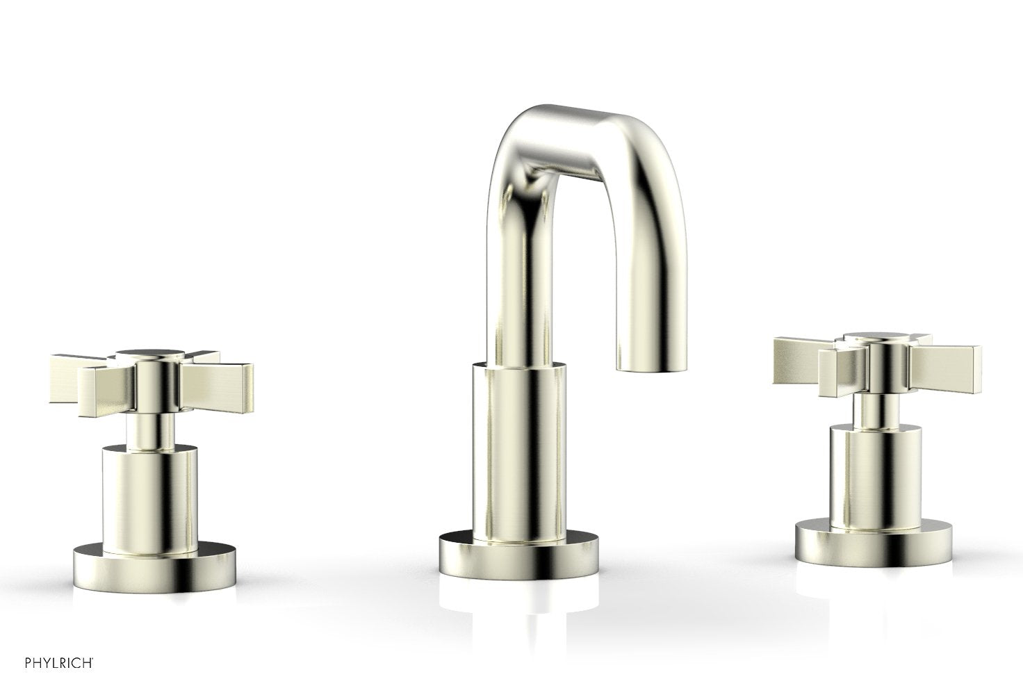 Basic Widespread Faucet, 6 3/8" High Spout, Blade Cross Handles D139