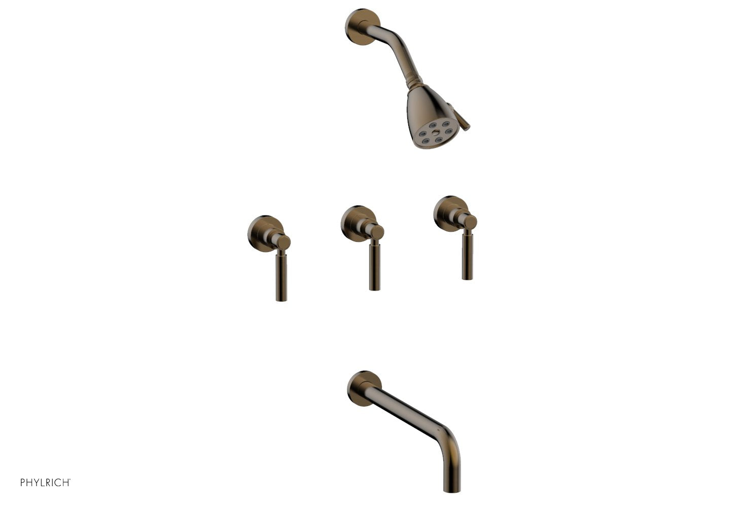 BASIC Three Handle Tub and Shower Set 12" Spout - Lever Handles D2130-12