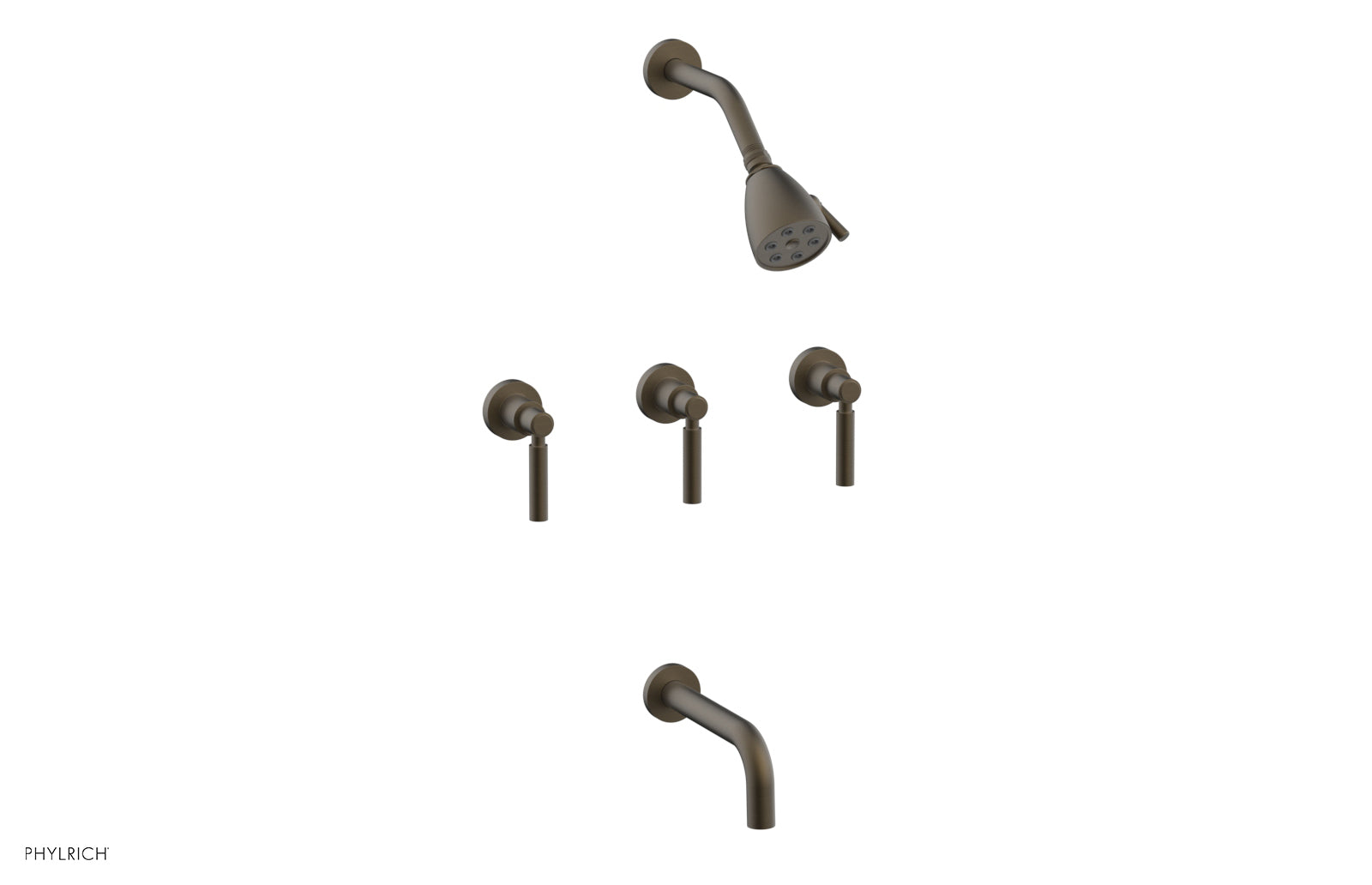 BASIC Three Handle Tub and Shower Set 7 1/2" Spout - Lever Handles D2130