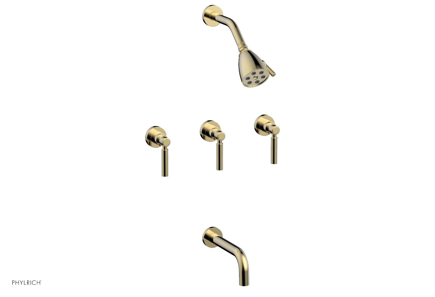 BASIC Three Handle Tub and Shower Set 7 1/2" Spout - Lever Handles D2130