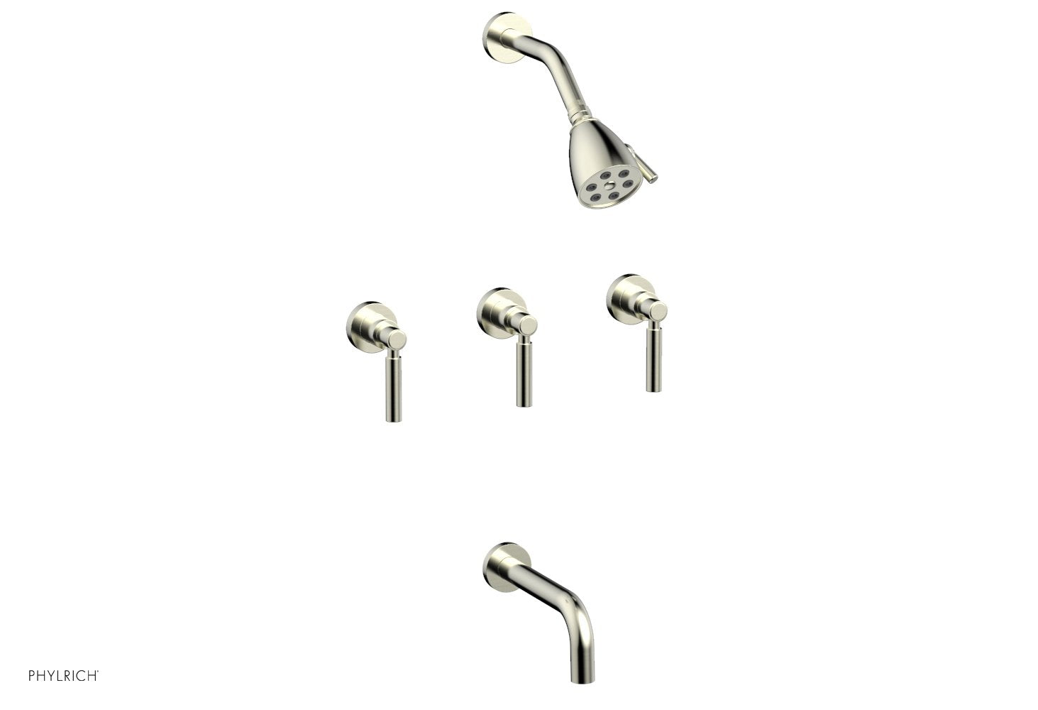 BASIC Three Handle Tub and Shower Set 7 1/2" Spout - Lever Handles D2130