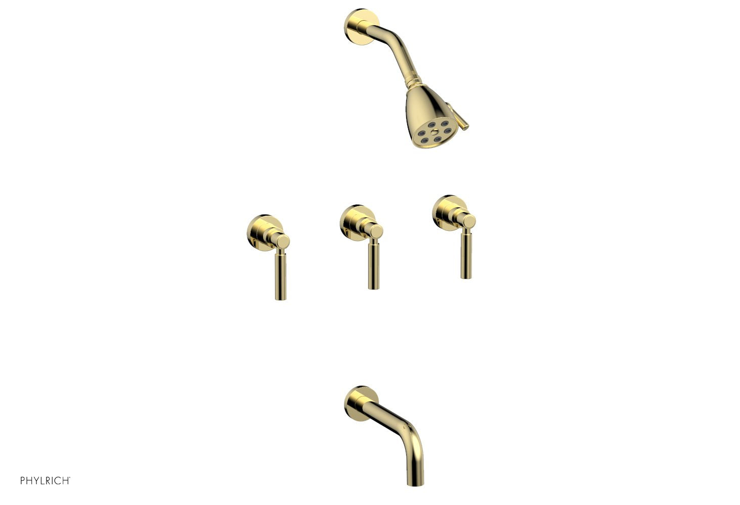 BASIC Three Handle Tub and Shower Set 7 1/2" Spout - Lever Handles D2130