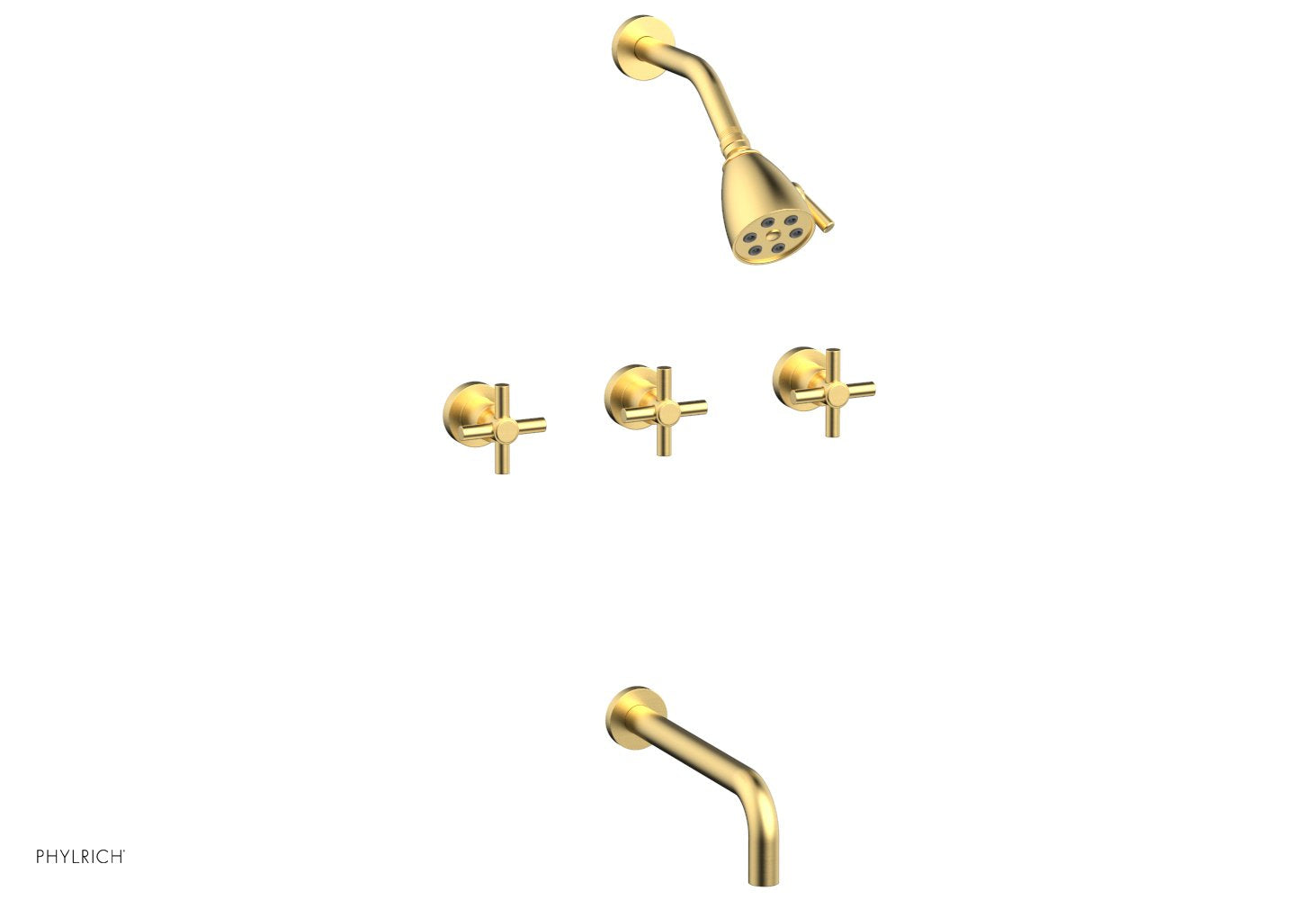 BASIC Three Handle Tub and Shower Set 10" Spout - Tubular Cross Handles D2134-10