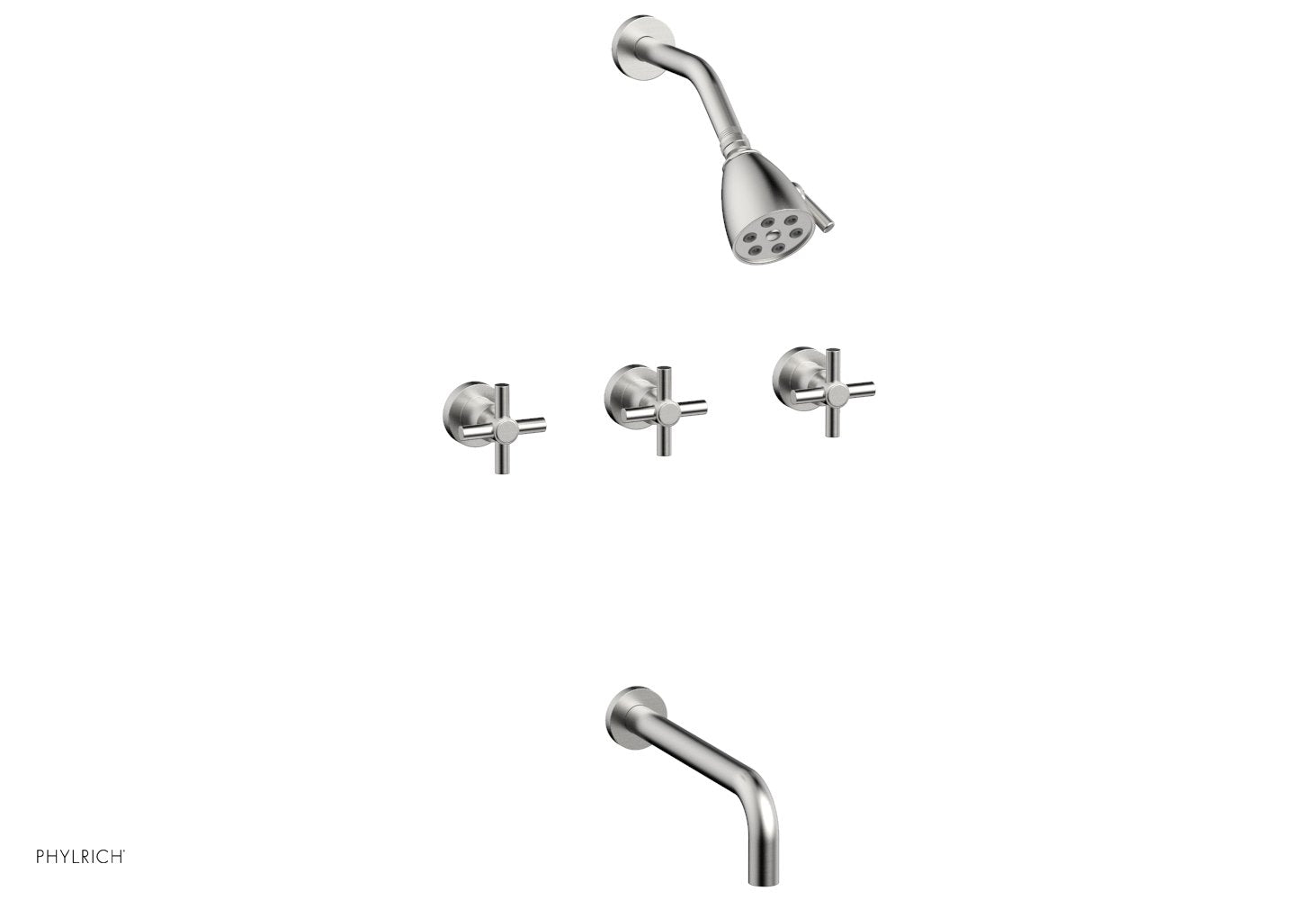 BASIC Three Handle Tub and Shower Set 10" Spout - Tubular Cross Handles D2134-10