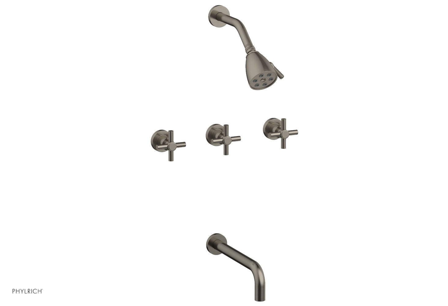 BASIC Three Handle Tub and Shower Set 10" Spout - Tubular Cross Handles D2134-10