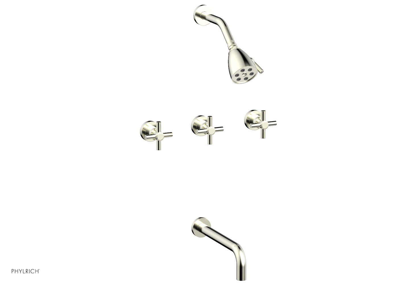 BASIC Three Handle Tub and Shower Set 10" Spout - Tubular Cross Handles D2134-10