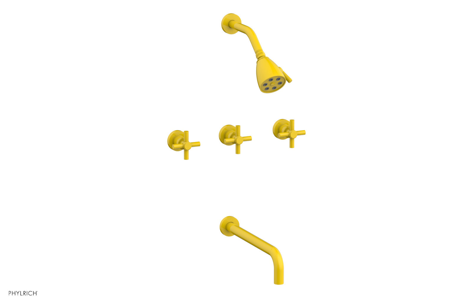 BASIC Three Handle Tub and Shower Set 12" Spout - Tubular Cross Handles D2134-12